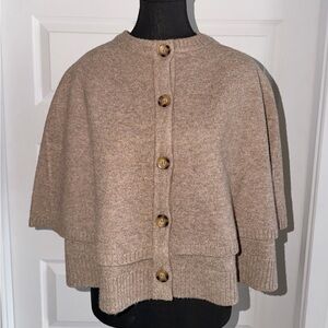 Zara Knit Button-Up Cape Cardigan